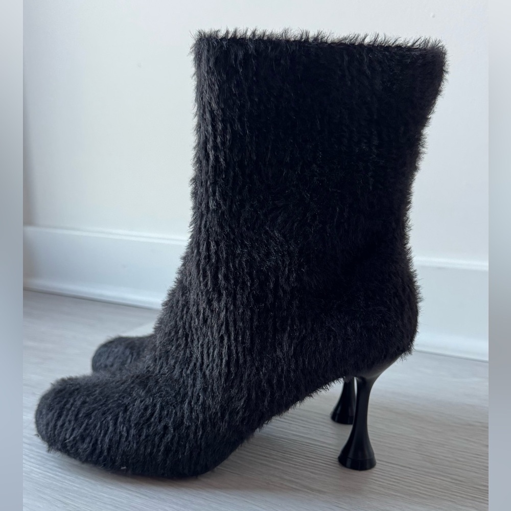 Fashion, nova Faux Black Fur Women's Ankle Boots